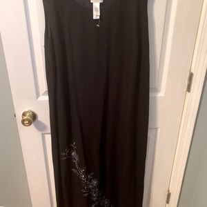 Elizabeth by Liz Taylor linen blend maxi sleeveless dress Black size 16 sequin